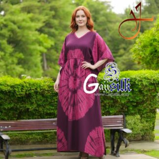 Wine Pink Shibori Kaftan Five Rounds Gaji Silk Arfat Khatri Designer