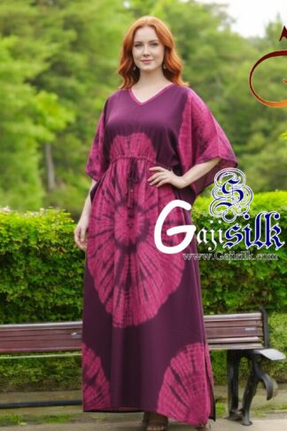 Wine Pink Shibori Kaftan Five Rounds Gaji Silk Arfat Khatri Designer