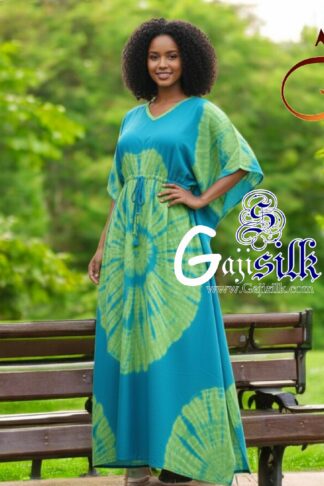 Sky Parrot Shibori Kaftan Five Rounds Gaji Silk Arfat Khatri Designer