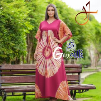 Pink Orange Shibori Kaftan Five Rounds Gaji Silk Arfat Khatri Designer