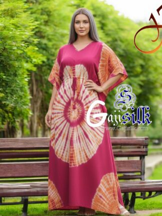 Pink Orange Shibori Kaftan Five Rounds Gaji Silk Arfat Khatri Designer