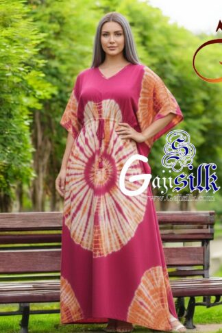 Pink Orange Shibori Kaftan Five Rounds Gaji Silk Arfat Khatri Designer