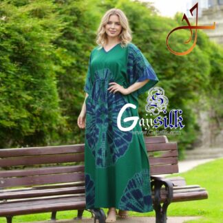 Green Blue Shibori Kaftan Five Rounds Gaji Silk Arfat Khatri Designer