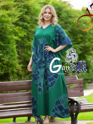 Green Blue Shibori Kaftan Five Rounds Gaji Silk Arfat Khatri Designer
