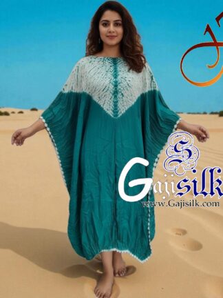 Rama Neck Shibori Kaftan Gaji Silk