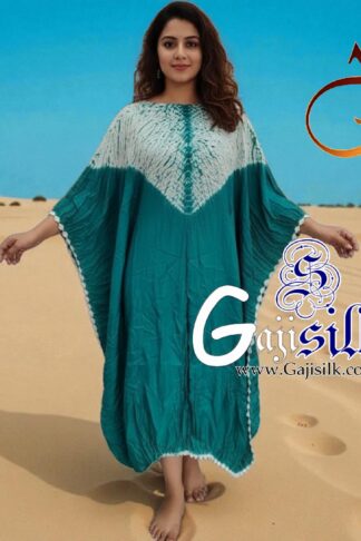Rama Neck Shibori Kaftan Gaji Silk