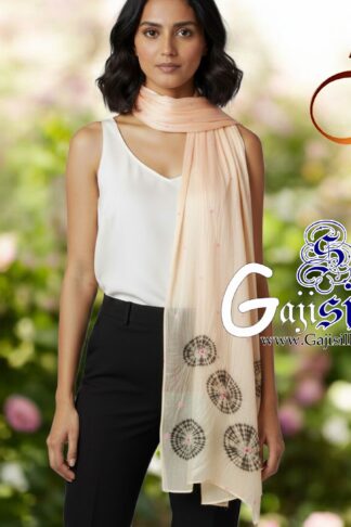 Pastel Yellow Gaji Silk Shibori Bandhani Stole