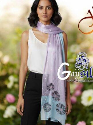 Sky Lovender Gaji Silk Shibori Bandhani Stole