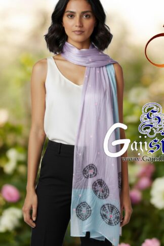 Sky Lovender Gaji Silk Shibori Bandhani Stole