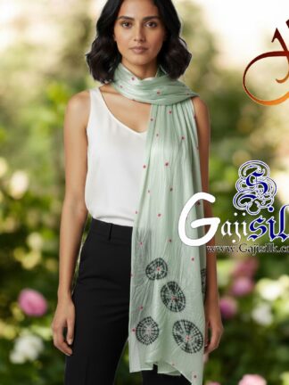 Pastel Pista Gaji Silk Shibori Bandhani Stole