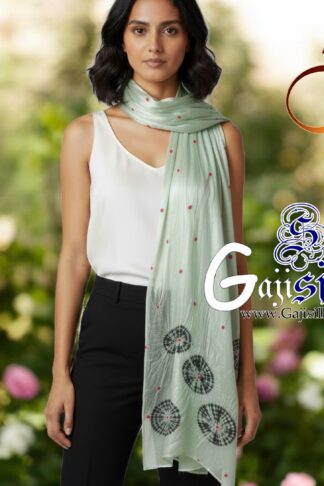 Pastel Pista Gaji Silk Shibori Bandhani Stole