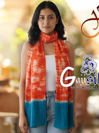Orange Sky Gaji Silk Clamp Dyed Shibori Stole