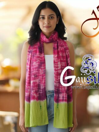 Parrot Pink Gaji Silk Clamp Dyed Shibori Stole