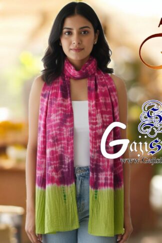 Parrot Pink Gaji Silk Clamp Dyed Shibori Stole