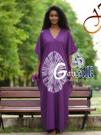 Magenta Shibori Kaftan Big Round Gaji Silk Arfat Khatri Designer