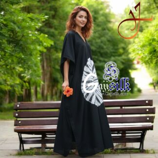 Black Shibori Kaftan Big Round Gaji Silk Arfat Khatri Designer