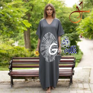 Grey Shibori Kaftan Big Round Gaji Silk Arfat Khatri Designer