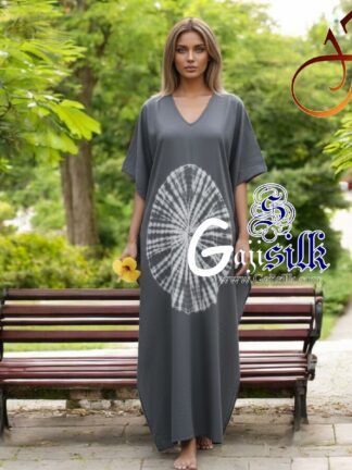 Grey Shibori Kaftan Big Round Gaji Silk Arfat Khatri Designer