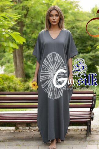 Grey Shibori Kaftan Big Round Gaji Silk Arfat Khatri Designer