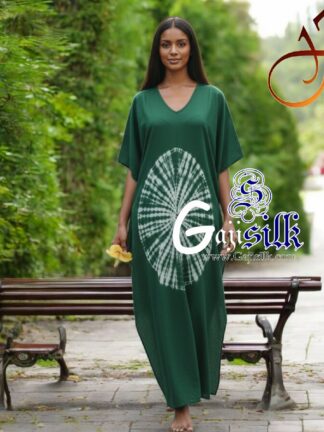 Green Shibori Kaftan Big Round Gaji Silk Arfat Khatri Designer