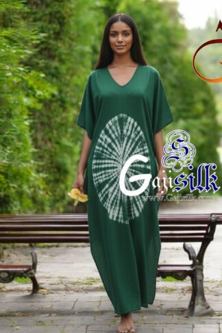 Green Shibori Kaftan Big Round Gaji Silk Arfat Khatri Designer