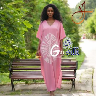 Baby Pink Shibori Kaftan Big Round Gaji Silk Arfat Khatri Designer