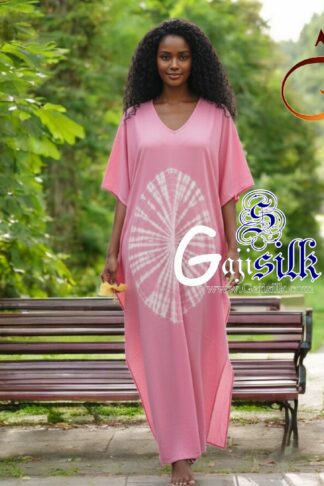 Baby Pink Shibori Kaftan Big Round Gaji Silk Arfat Khatri Designer