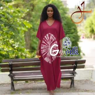 Rani Red Shibori Kaftan Big Round Gaji Silk Arfat Khatri Designer