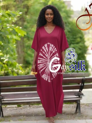 Rani Red Shibori Kaftan Big Round Gaji Silk Arfat Khatri Designer