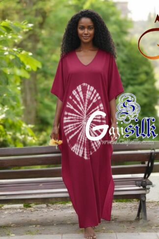 Rani Red Shibori Kaftan Big Round Gaji Silk Arfat Khatri Designer