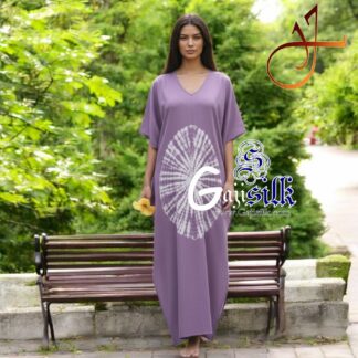 Lavender Shibori Kaftan Big Round Gaji Silk Arfat Khatri Designer