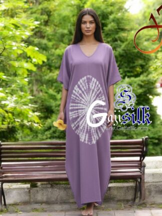 Lavender Shibori Kaftan Big Round Gaji Silk Arfat Khatri Designer