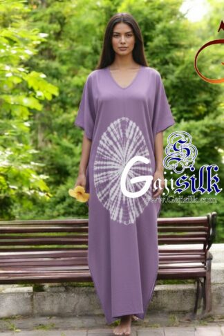 Lavender Shibori Kaftan Big Round Gaji Silk Arfat Khatri Designer