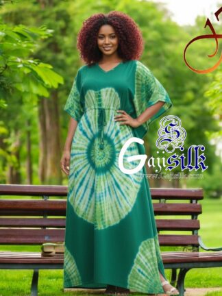 Green Parrot Shibori Kaftan Five Rounds Gaji Silk Arfat Khatri Designer