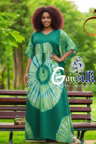 Green Parrot Shibori Kaftan Five Rounds Gaji Silk Arfat Khatri Designer