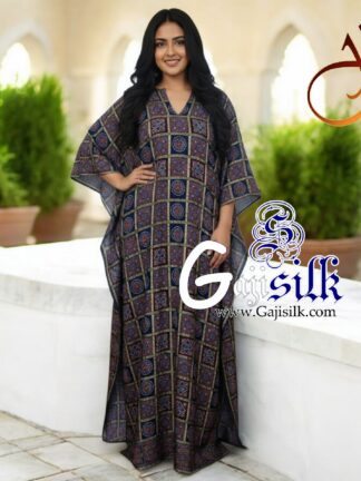Blue Ajrak Gharchola Kaftan Gaji Silk Designer
