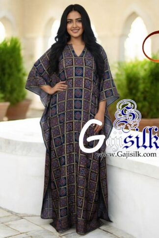 Blue Ajrak Gharchola Kaftan Gaji Silk Designer