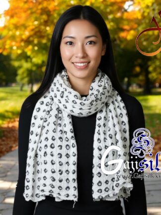 White Bandhani Stole & Scarf In Gaji Silk