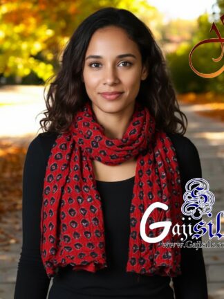 Red Bandhani Stole & Scarf In Gaji Silk