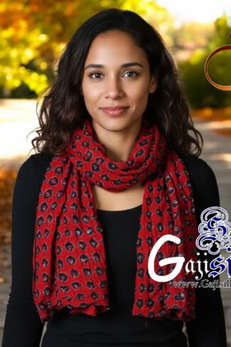 Red Bandhani Stole & Scarf In Gaji Silk