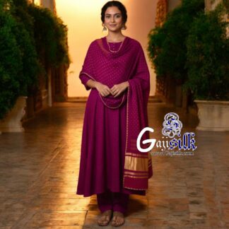 Magenta Bandhani Rai Dots Dupatta Pure GajiSilk