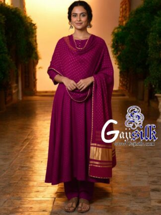 Magenta Bandhani Rai Dots Dupatta Pure GajiSilk