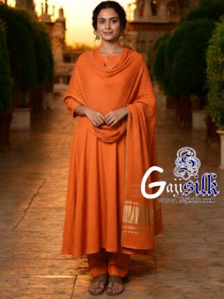 Orange Bandhani Rai Dots Dupatta Pure GajiSilk