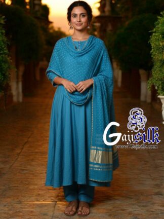 Sky Bandhani Rai Dots Dupatta Pure GajiSilk