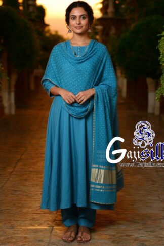 Sky Bandhani Rai Dots Dupatta Pure GajiSilk