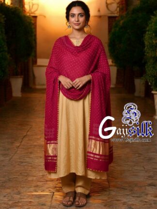 Red Bandhani Rai Dots Dupatta Pure GajiSilk