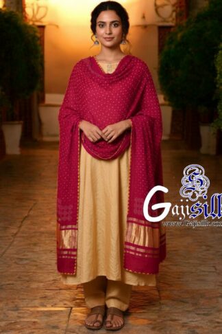 Red Bandhani Rai Dots Dupatta Pure GajiSilk