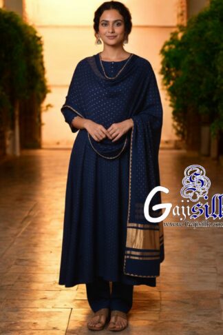 Navy Blue Bandhani Rai Dots Dupatta Pure GajiSilk