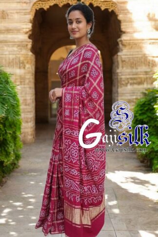 Magenta Pink Gharchola Bandhani Saree Pure GajiSilk