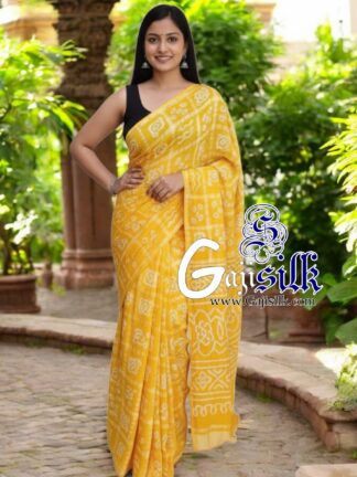 Yellow Gharchola Bandhani Saree Pure Gaji Silk